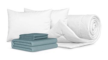 Одеяло Beat + 2 Подушка Sky + Комплект постельного белья Comfort Cotton, цвет: Серо-голубой