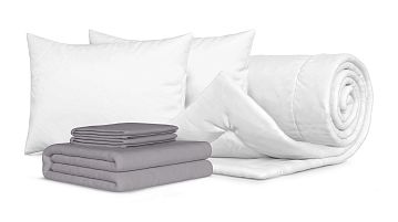Одеяло Beat + 2 Подушка Sky + Комплект постельного белья Comfort Cotton, цвет: Светло-серый
