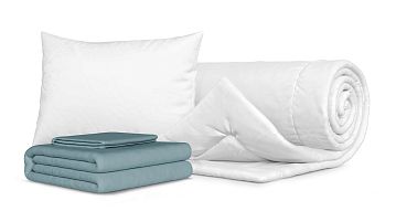 Одеяло Beat + Подушка Sky + Комплект постельного белья Comfort Cotton, цвет: Серо-голубой